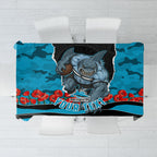 Personalized Sharks ANZAC Tribute Tablecloth Poppy Field Soldier Silhouette Aboriginal Rugby Mascot