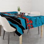 Personalized Sharks ANZAC Tribute Tablecloth Poppy Field Soldier Silhouette Aboriginal Rugby Mascot
