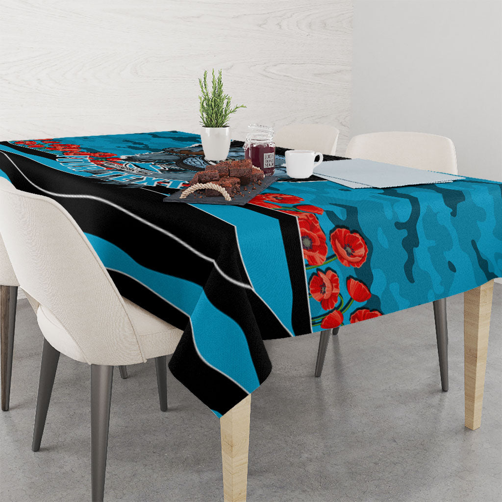 Personalized Sharks ANZAC Tribute Tablecloth Poppy Field Soldier Silhouette Aboriginal Rugby Mascot