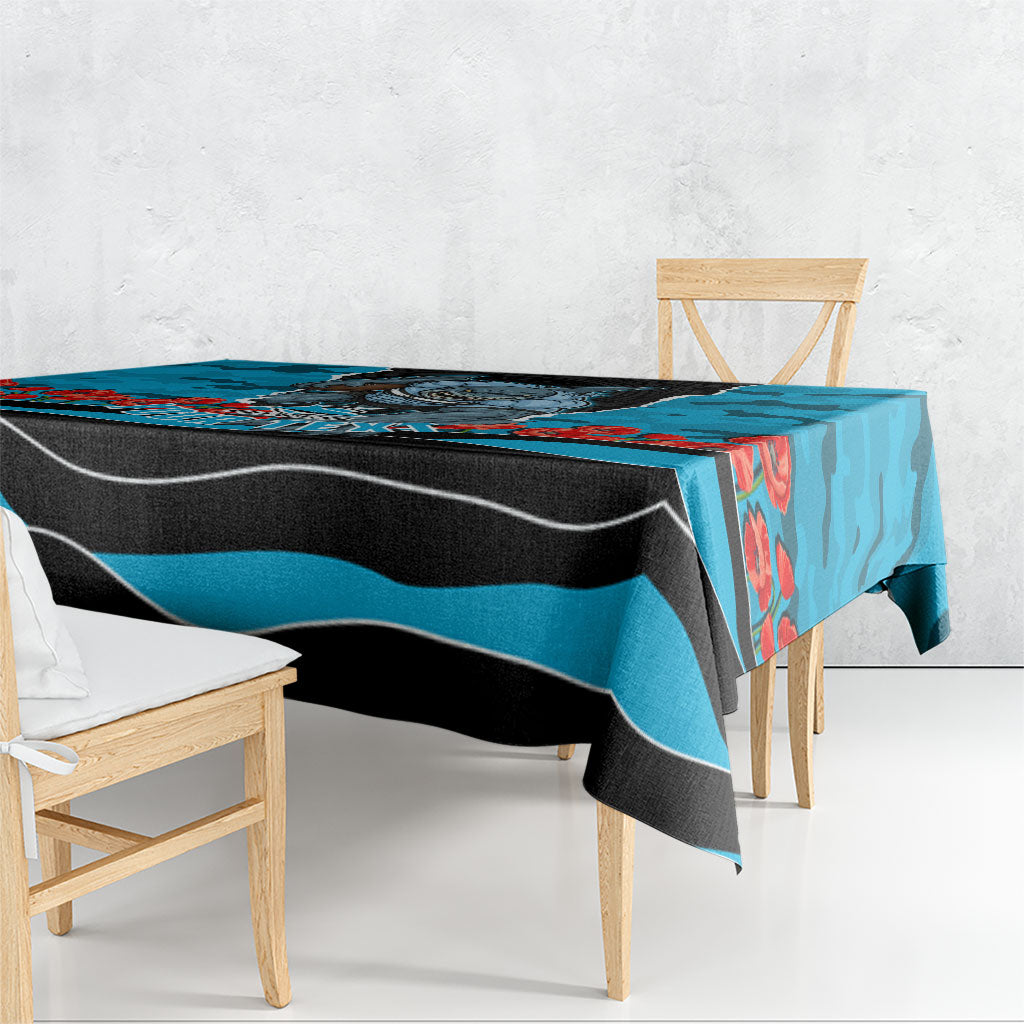 Personalized Sharks ANZAC Tribute Tablecloth Poppy Field Soldier Silhouette Aboriginal Rugby Mascot
