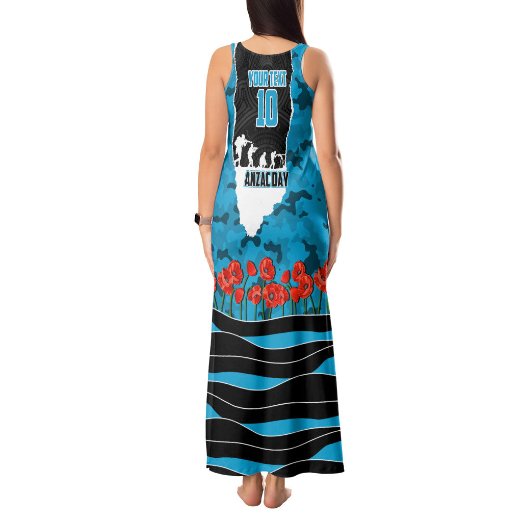 Personalized Sharks ANZAC Tribute Tank Maxi Dress Poppy Field Soldier Silhouette Aboriginal Rugby Mascot