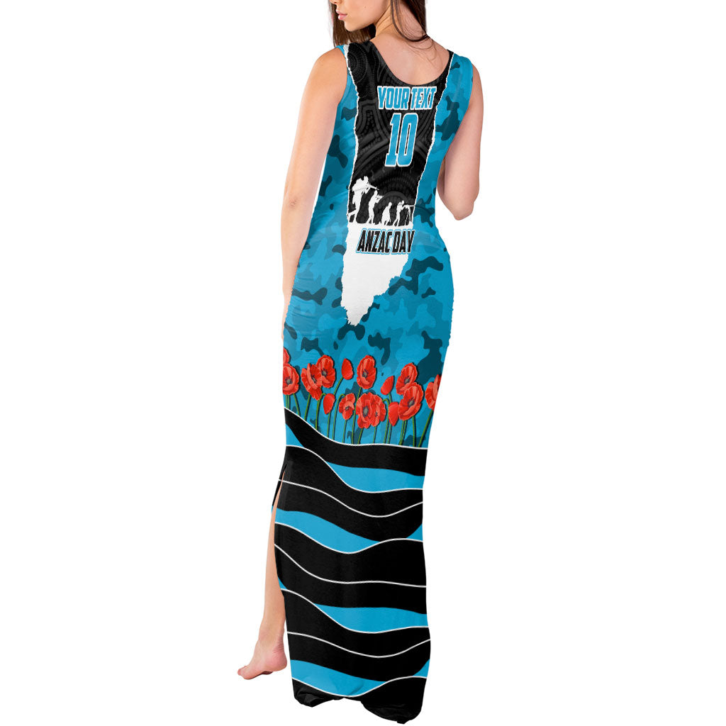 Personalized Sharks ANZAC Tribute Tank Maxi Dress Poppy Field Soldier Silhouette Aboriginal Rugby Mascot