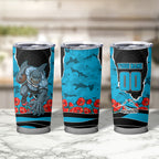 Personalized Sharks ANZAC Tribute Tumbler Cup Poppy Field Soldier Silhouette Aboriginal Rugby Mascot