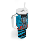 Personalized Sharks ANZAC Tribute Tumbler With Handle Poppy Field Soldier Silhouette Aboriginal Rugby Mascot