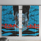 Personalized Sharks ANZAC Tribute Window Curtain Poppy Field Soldier Silhouette Aboriginal Rugby Mascot