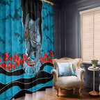 Personalized Sharks ANZAC Tribute Window Curtain Poppy Field Soldier Silhouette Aboriginal Rugby Mascot