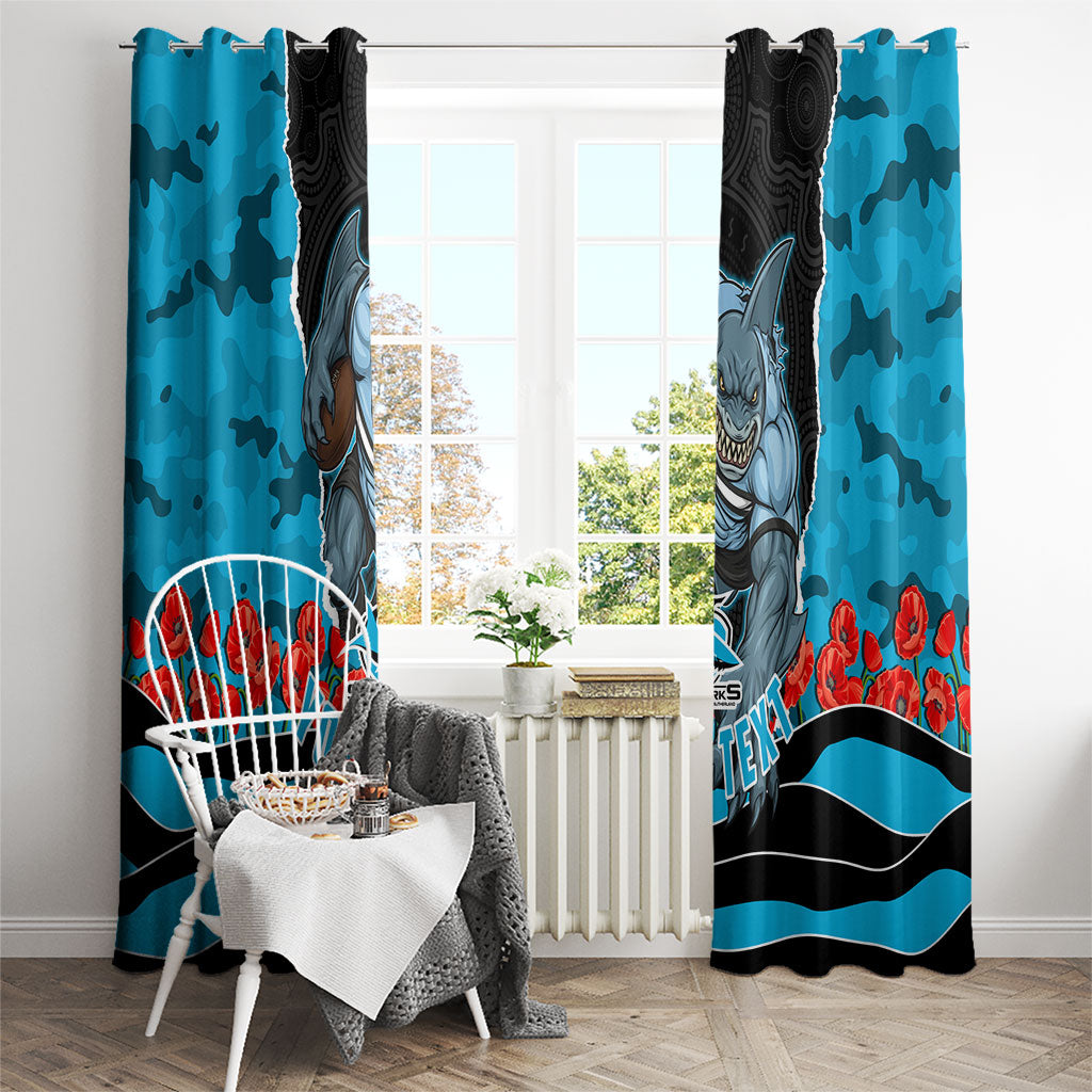 Personalized Sharks ANZAC Tribute Window Curtain Poppy Field Soldier Silhouette Aboriginal Rugby Mascot