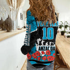 Personalized Sharks ANZAC Tribute Women Casual Shirt Poppy Field Soldier Silhouette Aboriginal Rugby Mascot