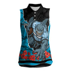 Personalized Sharks ANZAC Tribute Women Sleeveless Polo Shirt Poppy Field Soldier Silhouette Aboriginal Rugby Mascot