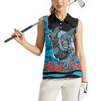 Personalized Sharks ANZAC Tribute Women Sleeveless Polo Shirt Poppy Field Soldier Silhouette Aboriginal Rugby Mascot