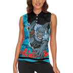 Personalized Sharks ANZAC Tribute Women Sleeveless Polo Shirt Poppy Field Soldier Silhouette Aboriginal Rugby Mascot