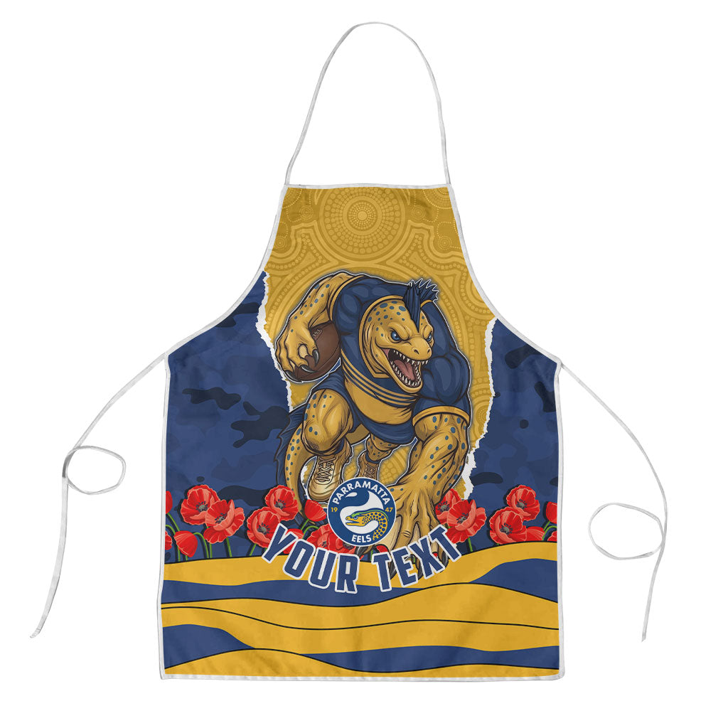 Personalized Parramatta Eels ANZAC Tribute Apron Poppy Field Soldier Silhouette Aboriginal Rugby Mascot