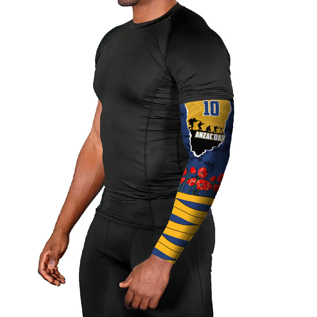 Personalized Parramatta Eels ANZAC Tribute Arm Sleeves Poppy Field Soldier Silhouette Aboriginal Rugby Mascot