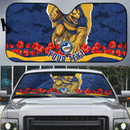 Personalized Parramatta Eels ANZAC Tribute Auto Sun Shade Poppy Field Soldier Silhouette Aboriginal Rugby Mascot
