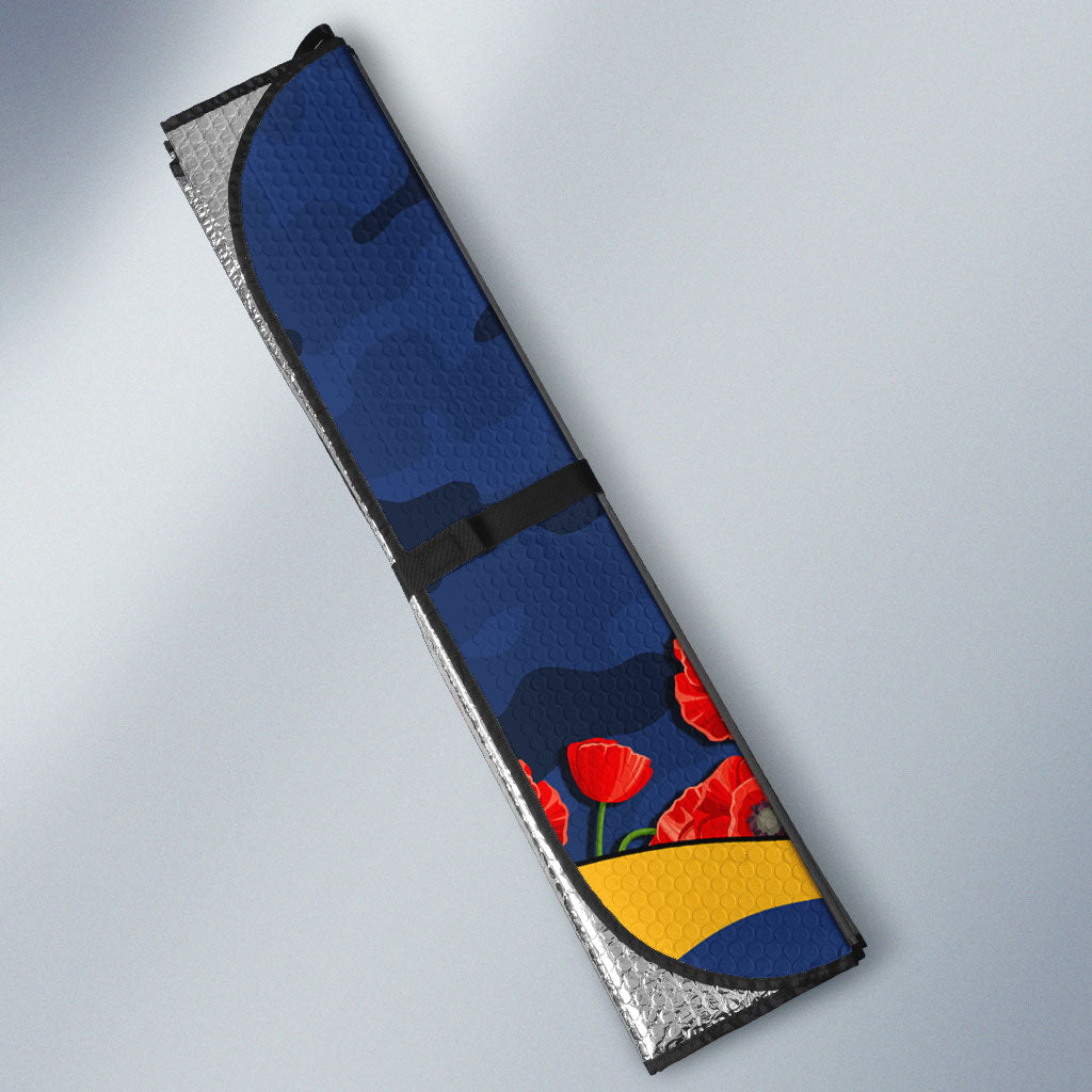 Personalized Parramatta Eels ANZAC Tribute Auto Sun Shade Poppy Field Soldier Silhouette Aboriginal Rugby Mascot