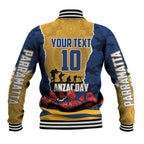 Personalized Parramatta Eels ANZAC Tribute Baseball Jacket Poppy Field Soldier Silhouette Aboriginal Rugby Mascot