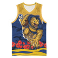 Personalized Parramatta Eels ANZAC Tribute Basketball Jersey Poppy Field Soldier Silhouette Aboriginal Rugby Mascot