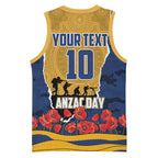 Personalized Parramatta Eels ANZAC Tribute Basketball Jersey Poppy Field Soldier Silhouette Aboriginal Rugby Mascot