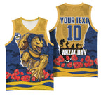 Personalized Parramatta Eels ANZAC Tribute Basketball Jersey Poppy Field Soldier Silhouette Aboriginal Rugby Mascot