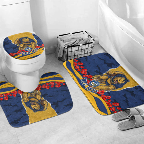 Personalized Parramatta Eels ANZAC Tribute Bathroom Set Poppy Field Soldier Silhouette Aboriginal Rugby Mascot