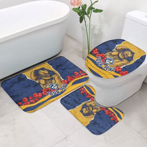 Personalized Parramatta Eels ANZAC Tribute Bathroom Set Poppy Field Soldier Silhouette Aboriginal Rugby Mascot