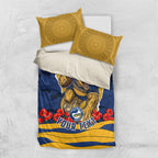 Personalized Parramatta Eels ANZAC Tribute Bedding Set Poppy Field Soldier Silhouette Aboriginal Rugby Mascot