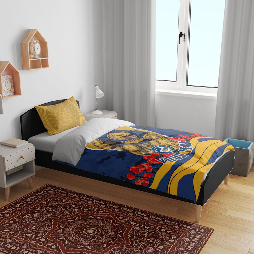 Personalized Parramatta Eels ANZAC Tribute Bedding Set Poppy Field Soldier Silhouette Aboriginal Rugby Mascot