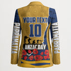 Personalized Parramatta Eels ANZAC Tribute Blazer Poppy Field Soldier Silhouette Aboriginal Rugby Mascot