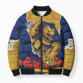 Personalized Parramatta Eels ANZAC Tribute Bomber Puffer Jacket Poppy Field Soldier Silhouette Aboriginal Rugby Mascot