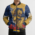 Personalized Parramatta Eels ANZAC Tribute Bomber Puffer Jacket Poppy Field Soldier Silhouette Aboriginal Rugby Mascot