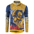Personalized Parramatta Eels ANZAC Tribute Button Sweatshirt Poppy Field Soldier Silhouette Aboriginal Rugby Mascot