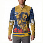 Personalized Parramatta Eels ANZAC Tribute Button Sweatshirt Poppy Field Soldier Silhouette Aboriginal Rugby Mascot