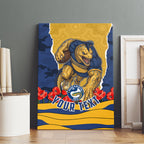 Personalized Parramatta Eels ANZAC Tribute Canvas Wall Art Poppy Field Soldier Silhouette Aboriginal Rugby Mascot