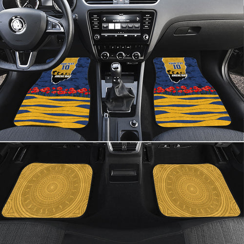 Personalized Parramatta Eels ANZAC Tribute Car Mats Poppy Field Soldier Silhouette Aboriginal Rugby Mascot