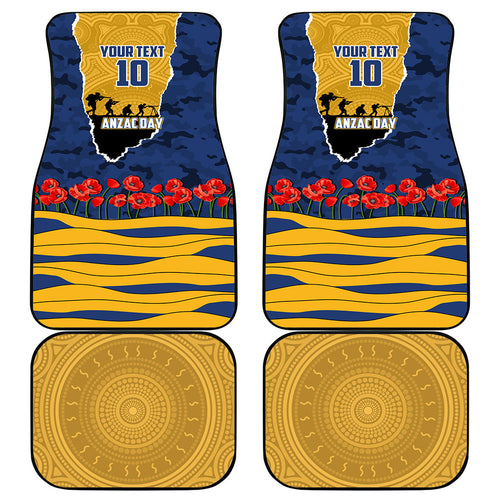Personalized Parramatta Eels ANZAC Tribute Car Mats Poppy Field Soldier Silhouette Aboriginal Rugby Mascot