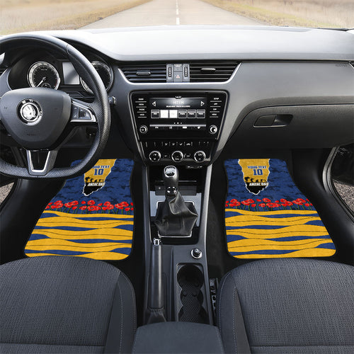 Personalized Parramatta Eels ANZAC Tribute Car Mats Poppy Field Soldier Silhouette Aboriginal Rugby Mascot
