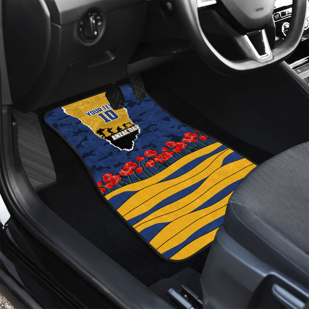 Personalized Parramatta Eels ANZAC Tribute Car Mats Poppy Field Soldier Silhouette Aboriginal Rugby Mascot