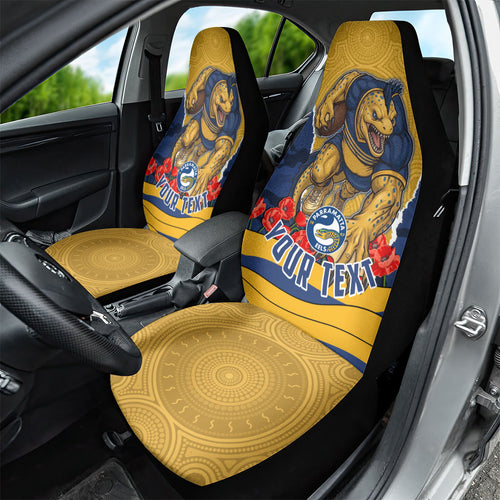 Personalized Parramatta Eels ANZAC Tribute Car Seat Cover Poppy Field Soldier Silhouette Aboriginal Rugby Mascot