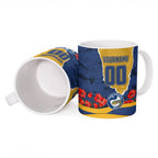 Personalized Parramatta Eels ANZAC Tribute Ceramic Mug Poppy Field Soldier Silhouette Aboriginal Rugby Mascot