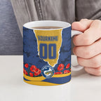 Personalized Parramatta Eels ANZAC Tribute Ceramic Mug Poppy Field Soldier Silhouette Aboriginal Rugby Mascot