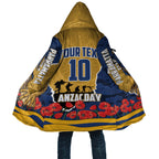 Personalized Parramatta Eels ANZAC Tribute Cloak Poppy Field Soldier Silhouette Aboriginal Rugby Mascot
