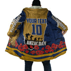 Personalized Parramatta Eels ANZAC Tribute Cloak Poppy Field Soldier Silhouette Aboriginal Rugby Mascot