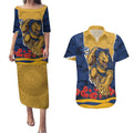 Personalized Parramatta Eels ANZAC Tribute Couples Matching Puletasi and Hawaiian Shirt Poppy Field Soldier Silhouette Aboriginal Rugby Mascot