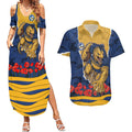 Personalized Parramatta Eels ANZAC Tribute Couples Matching Summer Maxi Dress and Hawaiian Shirt Poppy Field Soldier Silhouette Aboriginal Rugby Mascot