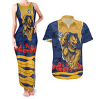 Personalized Parramatta Eels ANZAC Tribute Couples Matching Tank Maxi Dress and Hawaiian Shirt Poppy Field Soldier Silhouette Aboriginal Rugby Mascot