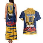 Personalized Parramatta Eels ANZAC Tribute Couples Matching Tank Maxi Dress and Hawaiian Shirt Poppy Field Soldier Silhouette Aboriginal Rugby Mascot