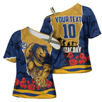 Personalized Parramatta Eels ANZAC Tribute Cross Shoulder Shirt Poppy Field Soldier Silhouette Aboriginal Rugby Mascot