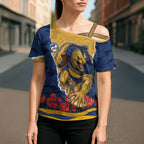 Personalized Parramatta Eels ANZAC Tribute Cross Shoulder Shirt Poppy Field Soldier Silhouette Aboriginal Rugby Mascot