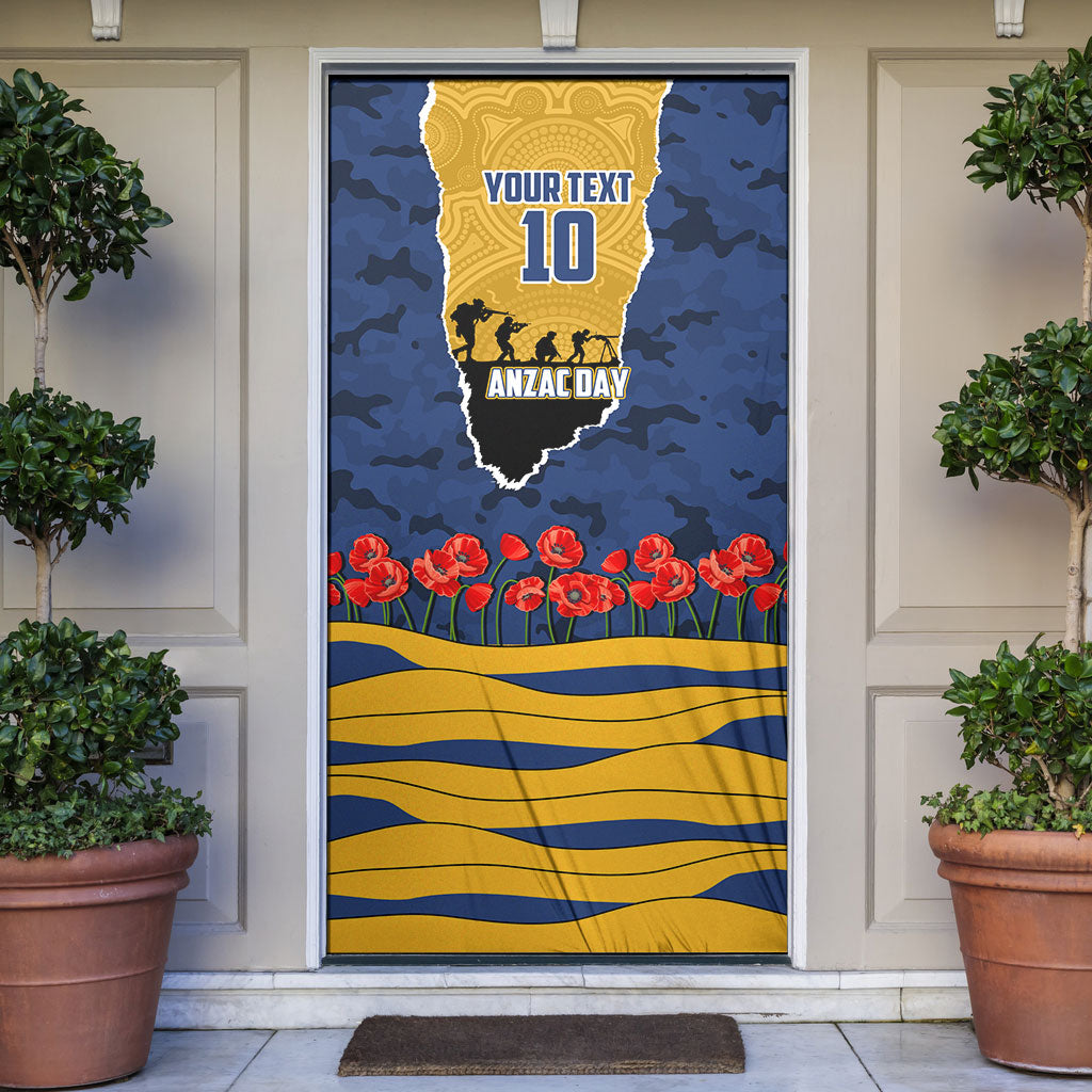 Personalized Parramatta Eels ANZAC Tribute Door Cover Poppy Field Soldier Silhouette Aboriginal Rugby Mascot