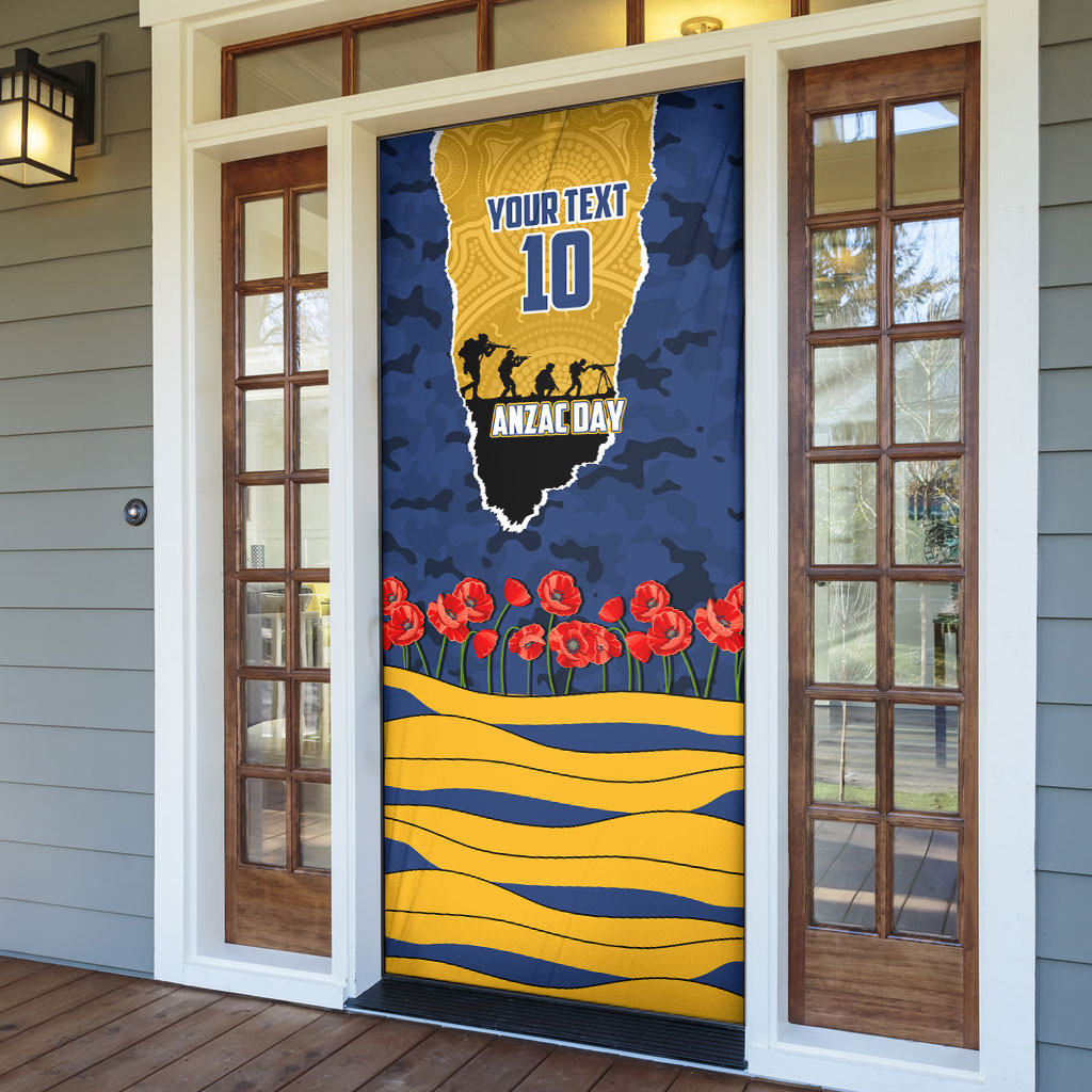 Personalized Parramatta Eels ANZAC Tribute Door Cover Poppy Field Soldier Silhouette Aboriginal Rugby Mascot